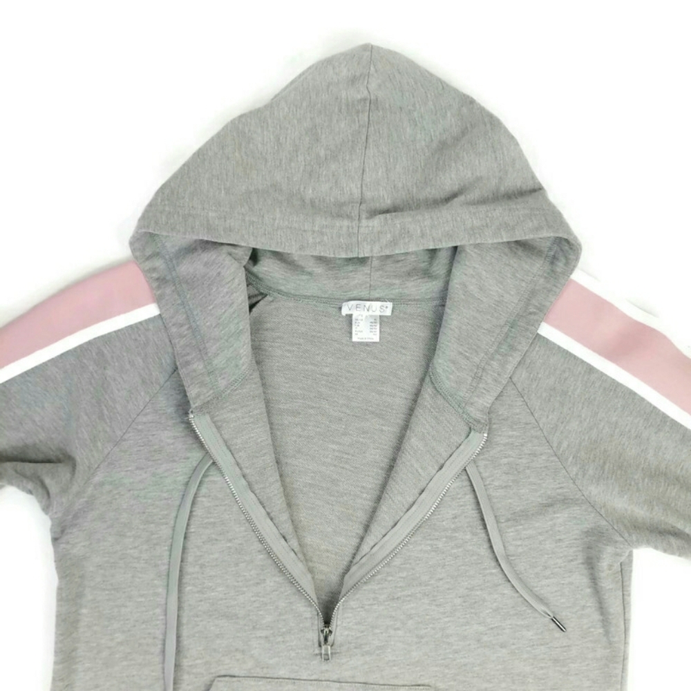 Venus Gray Pullover Long Split Sleeve Hooded Swea… - image 4